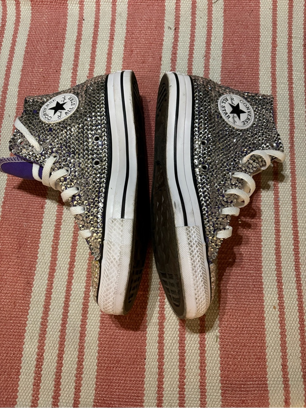 Converse Purple Rhinestone High-Top Sneakers for Women - Picture 2 of 9